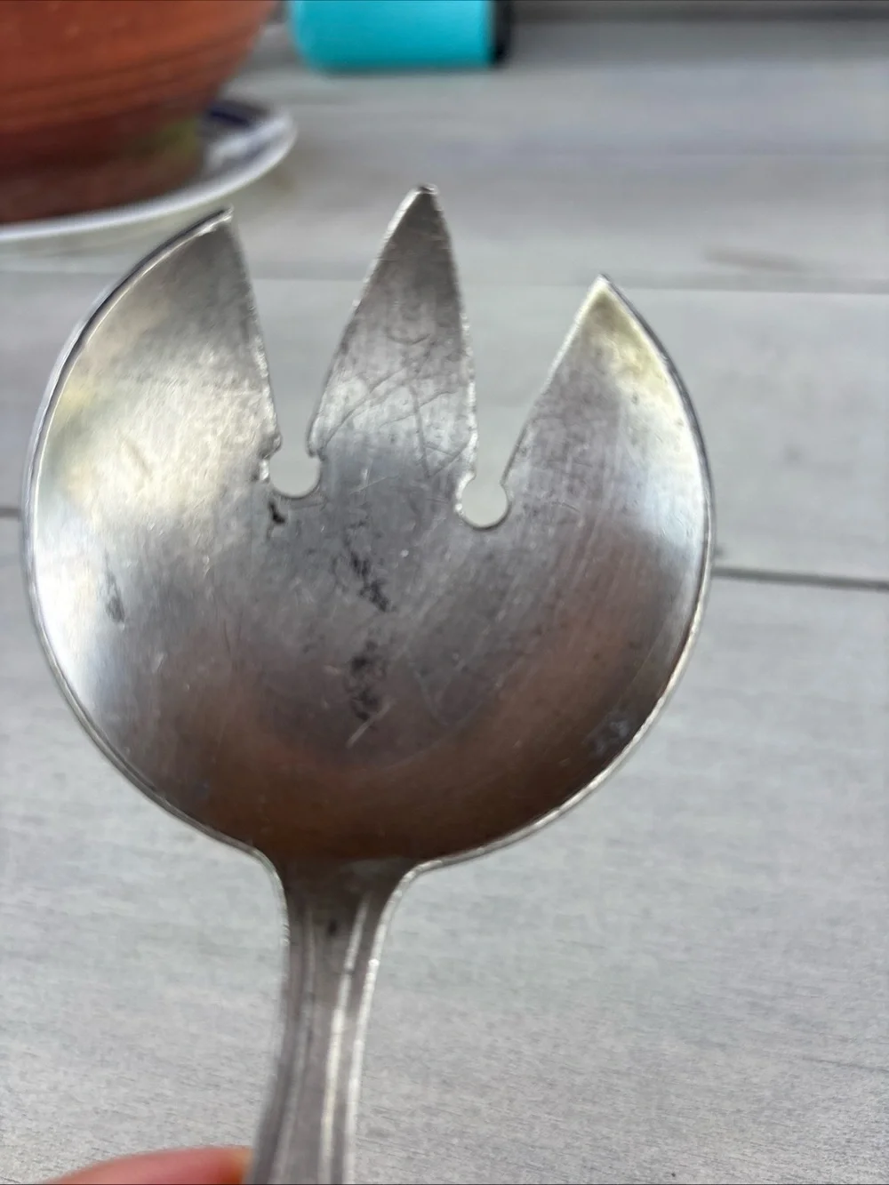 Ornate Stainless Steel Serving Fork Spoon - Silver